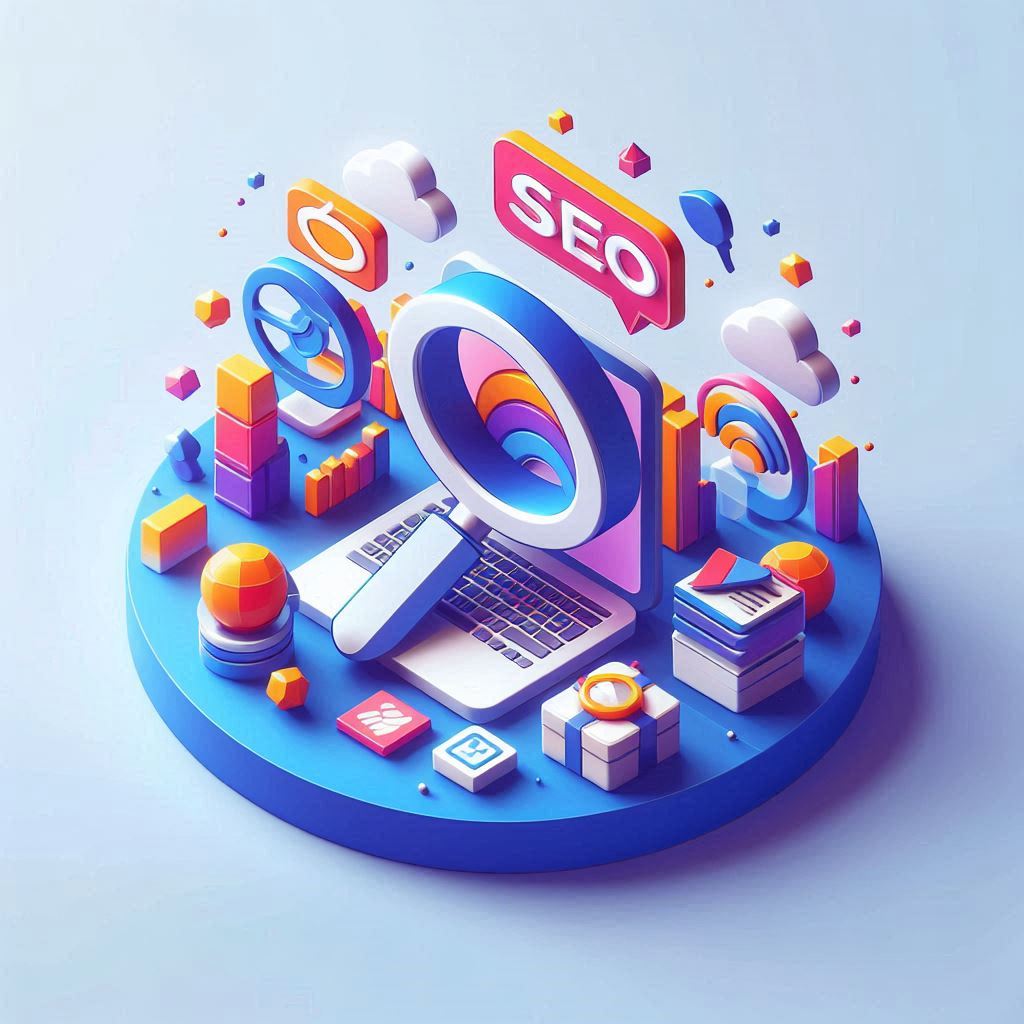 3D effect icon for digital marketing - SEO